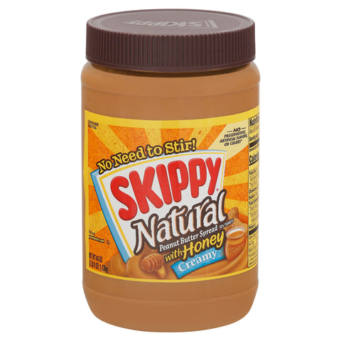 Skippy Natural Creamy Peanut Butter Spread with Honey 40 oz - 8 Pack