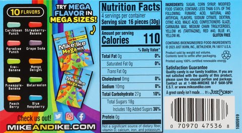 Mike And Ike Mega Mix 10 Flavors Theater Box 4.25 OZ