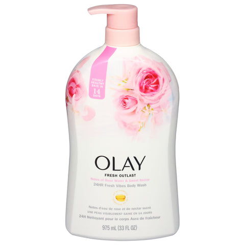 Olay Fresh Vibes 24HR Notes of Rose Water & Sweet Nectar Body Wash 33 fl oz - 33 FZ 4 Pack