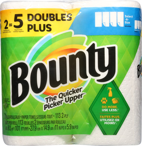Bounty 2-Ply White Select-A-Size Paper Towels Double Plus Rolls 2 ea - 226 CT 6 Pack