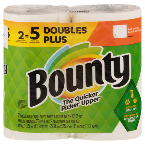 Bounty 2 Ply White Doubles Plus Paper Towels Doubles Plus 2 ea - 146 CT 6 Pack