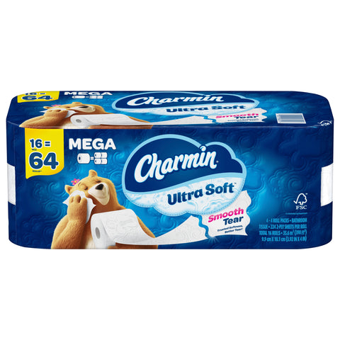 Charmin Ultra Soft Toilet Paper 16 Mega Rolls, 224 Sheets Per Roll - 3584 CT 1 Pack