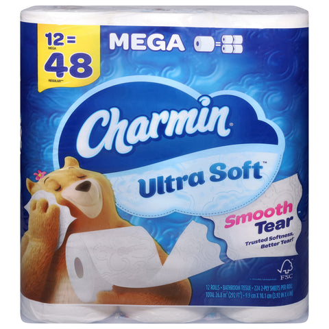 Charmin Ultra Soft 2-Ply Bathroom Tissue Mega 12 ea - 2688 CT 4 Pack