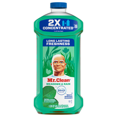 Mr. Clean 2X Concentrated Multi Surface Cleaner with Febreze Meadows & Rain Scent, 41 fl oz - 41 FZ 4 Pack