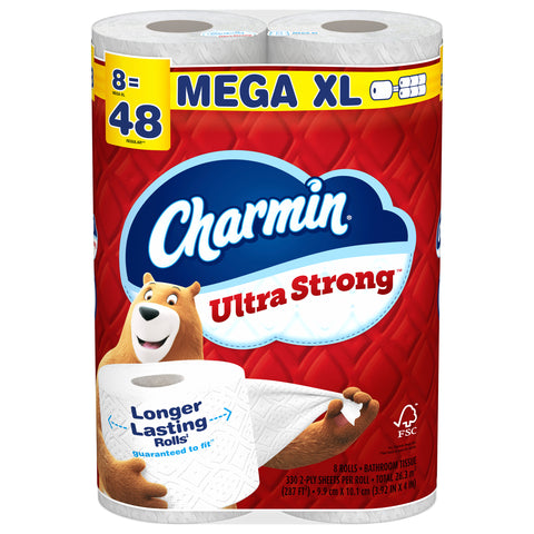 Charmin Ultra Strong Toilet Paper 8 Mega XL Rolls, 330 Sheets Per Roll - 2640 CT 3 Pack