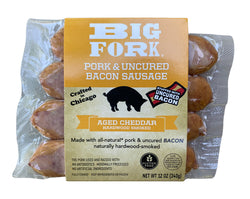 Big Fork Brands Bacon Sausage - Aged Cheddar (Heat Sensitive - ships within 2 day transit time from zip: 60625) - 12 OZ 8 Pack
