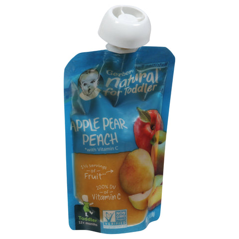 Gerber Natural for Toddler Toddler (12+ Months) Apple Pear Peach with Vitamin C 3.5 oz