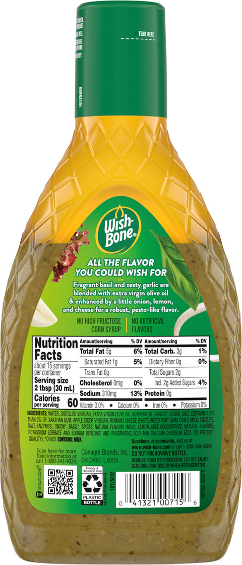 Wish-Bone Healthy Essentials E.V.O.O Dressing Garlic Basil Dressing 15 FZ