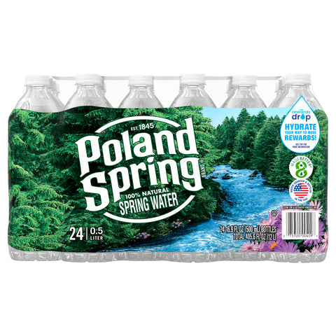 POLAND SPRING Brand 100% Natural Spring Water, 16.9-ounce plastic bottles (Pack of 24) - 1 Pack