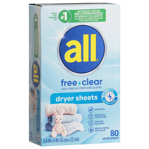 All Free & Clear Dryer Sheet 80 CT