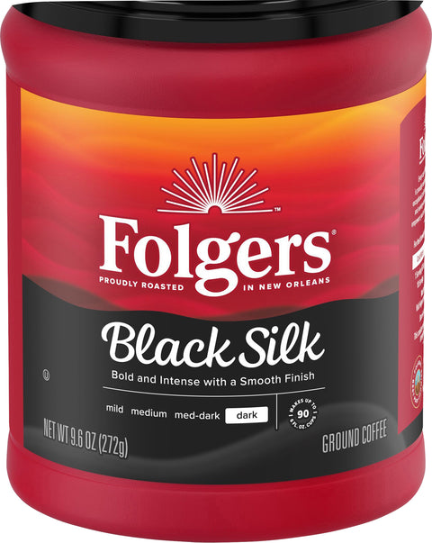 Folgers Ground Black Silk Coffee 9.6 OZ