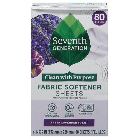 Seventh Generation Fresh Lavender Scent Fabric Softeners - 80 CT 4 Pack