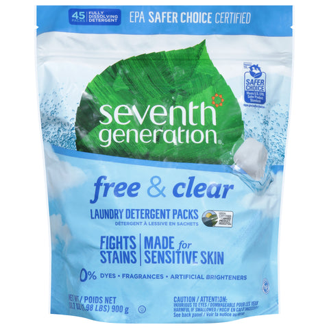 Seventh Generation Free & Clear Laundry Detergent Packs - 31.7 OZ 8 Pack