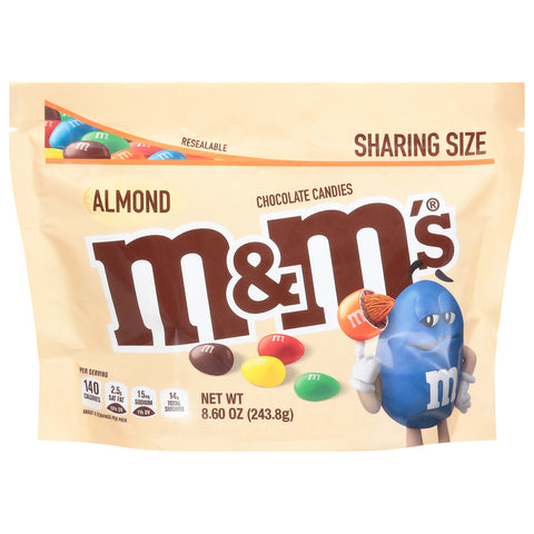 M&M'S Almond Milk Chocolate Candy, Sharing Size, 8.6 Resealable Bag - 8 Pack