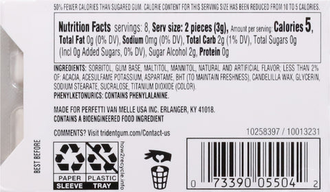 Trident White Sugar Free Peppermint Gum 16 ea