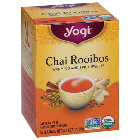 Yogi Organic Caffeine Free Chai Rooibos Spicy Sweet Tea 16 CT