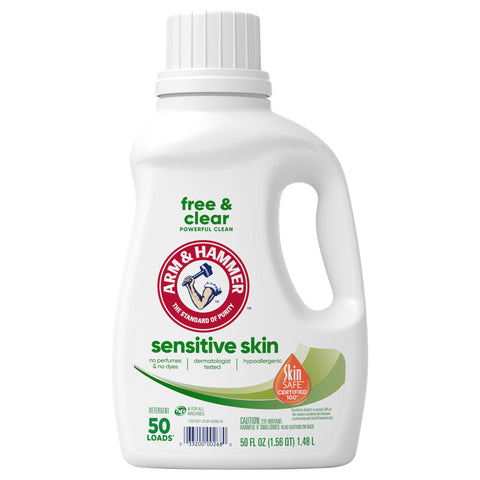 Arm & Hammer Sensitive Skin Free  Clear, 50 Loads Liquid Laundry Detergent, 50 Fl oz - 50 FZ 8 Pack
