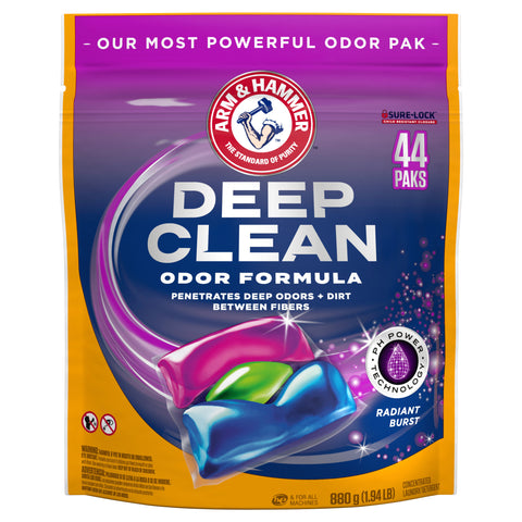 Arm & Hammer Deep Clean Odor Formula Laundry Detergent Power Paks, 44 ct. - 31.04 OZ 4 Pack