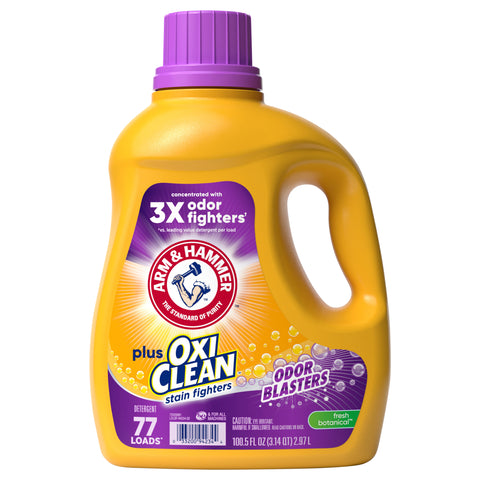 Arm & Hammer Plus OxiClean Odor Blasters Fresh Botanical, 77 Loads Liquid Laundry Detergent, 100.5 Fl oz - 100.5 FZ 4 Pack