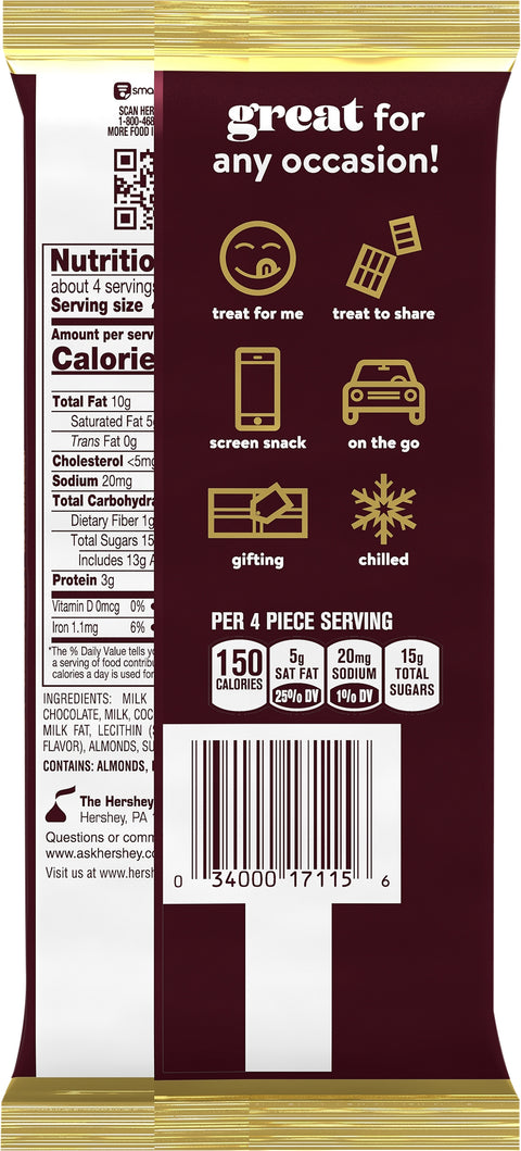 Hershey's Extra Large Milk Chocolate Bar With Almonds 4.25 OZ