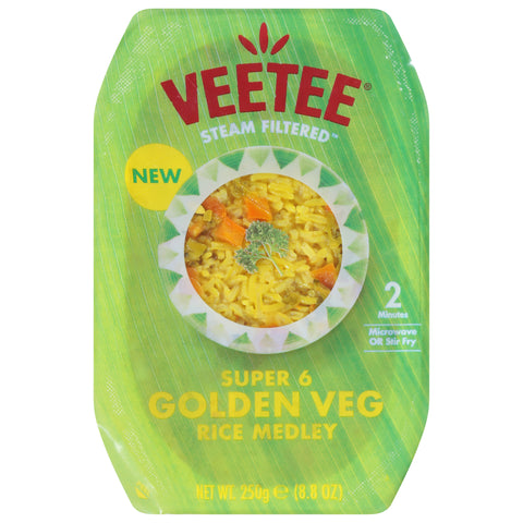 Veetee Steam Filtered Super 6 Golden Veg Rice Medley 8.8 oz - 6 Pack