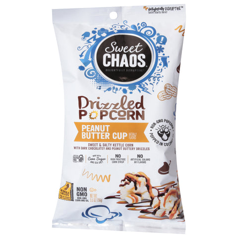 Sweet Chaos Drizzled Peanut Butter Cup Popcorn 5.5 oz - 12 Pack