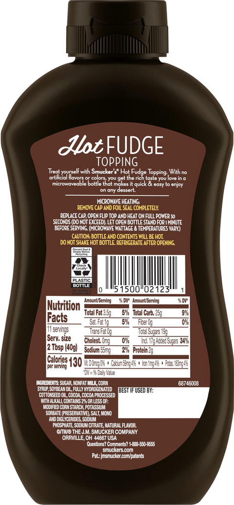 Smucker's Squeeze Hot Fudge Topping 15.5 OZ