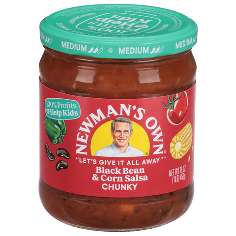 Newman's Own Medium Chunky Black Bean & Corn Salsa 16 OZ