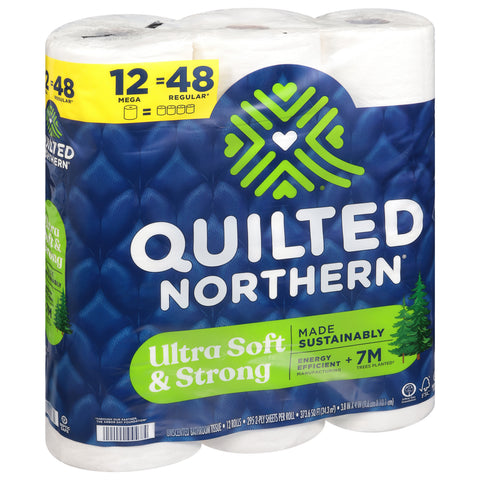 Quilted Northern 2-Ply Ultra Soft & Strong Unscented Bathroom Tissue Mega Rolls 12 ea