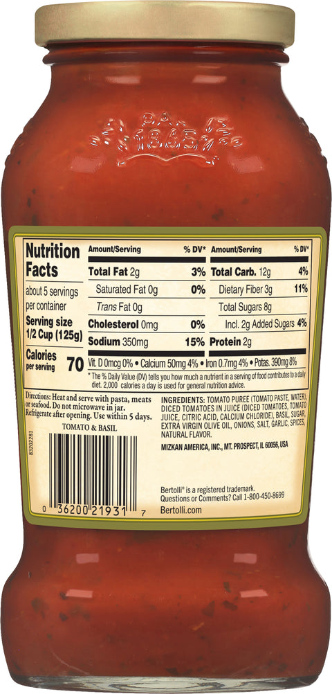 Bertolli Tomato & Basil Pasta Sauce 24 OZ