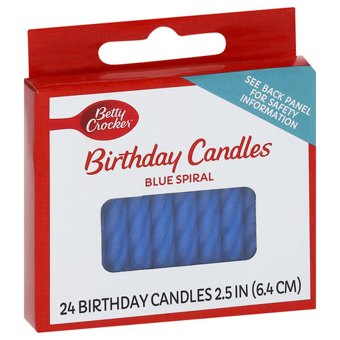 Betty Crocker Candles Blue Spiral 24 CT