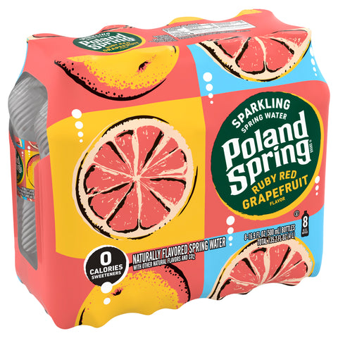 Poland Spring Sparkling Water, Ruby Red Grapefruit, 16.9 oz. Plastic Bottles (8 Count)
