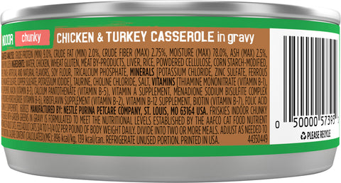 Friskies Select Indoor Wet Cat Food, Chunky Chicken & Turkey Casserole In Gravy- 5.5 OZ 24 Pack 5.5 OZ