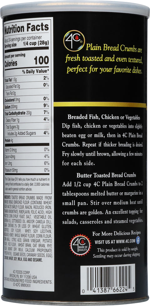 4C Bread Crumbs Canister Plain 24 OZ