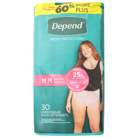 Depend Fresh Protection Maximum Underwear M 30 ea - 30 CT 2 Pack