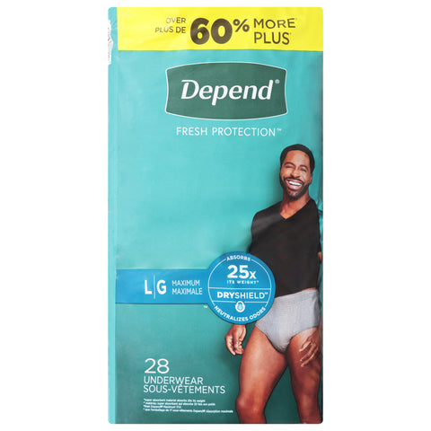 Depend Fresh Protection Maximum Underwear Men L 28 ea - 28 CT 2 Pack