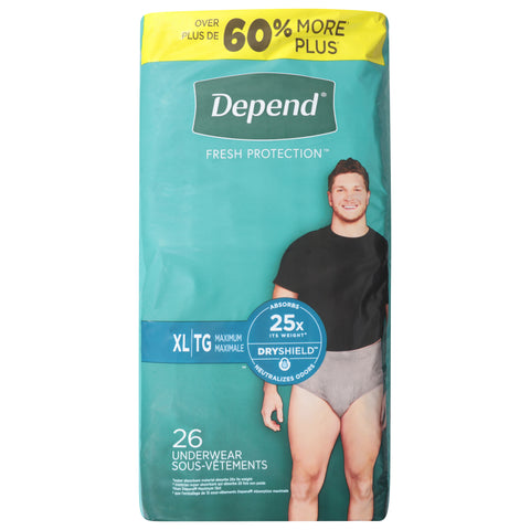 Depend Fresh Protection Maximum Underwear Men XL 26 ea - 26 CT 2 Pack