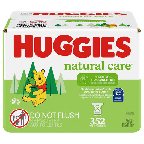 Huggies Natural Care Sensitive Baby Wipes, Unscented, 2 Refill Packs (352 Wipes Total) - 352 CT 1 Pack