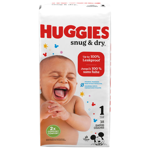 Huggies Snug & Dry Baby Diapers, Size 1 (8-14 lbs), 38 Ct - 38 CT 4 Pack