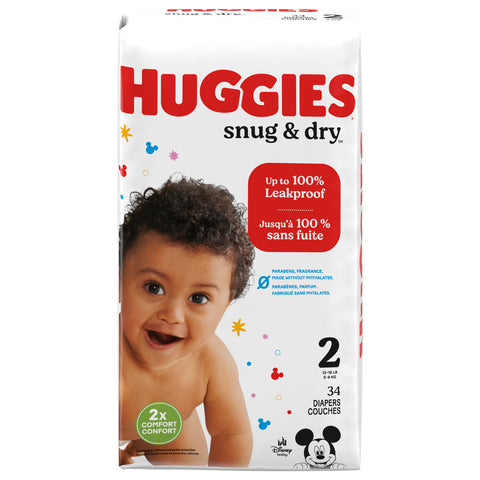 Huggies Snug & Dry Baby Diapers, Size 2, 34 Ct - 34 CT 4 Pack