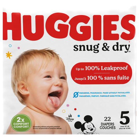 Huggies Snug & Dry Baby Diapers, Size 5, 22 Ct - 22 CT 4 Pack