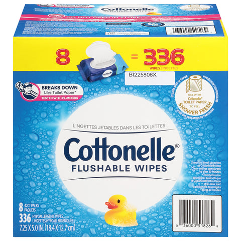 Cottonelle Flushable Wipes 8 - 42 ct Packs - 336 CT 1 Pack