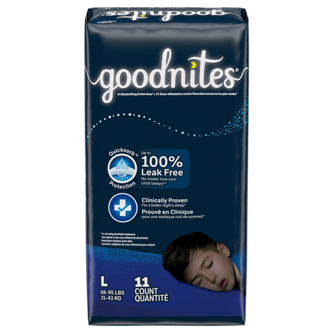 Goodnites Boys' Nighttime Bedwetting Underwear, Size Large (68-95 lbs), 11 Ct - 11 CT 4 Pack