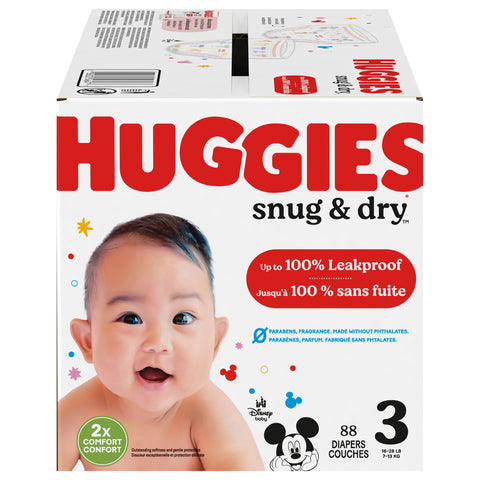 Huggies Snug & Dry Baby Diapers, Size 3 (16-28 lbs), 88 Ct - 88 CT 1 Pack