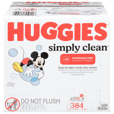 Huggies Simply Clean Fragrance Free Wipes 6 - 64 Wipe Packs - 384 CT 1 Pack