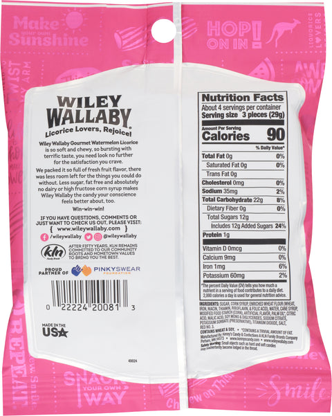 Wiley Wallaby Soft & Chewy Watermelon Licorice 4 oz