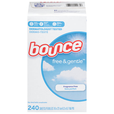 Bounce Free & Gentle Fragrance Free Dryer Sheets 240 ea - 240 CT 4 Pack
