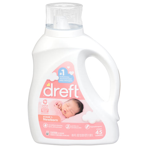 Dreft Stage 1 Newborn Baby Liquid Laundry Detergent, Gentle on Sensitive Skin, HE Compatible, 32 loads - 65 FZ 4 Pack