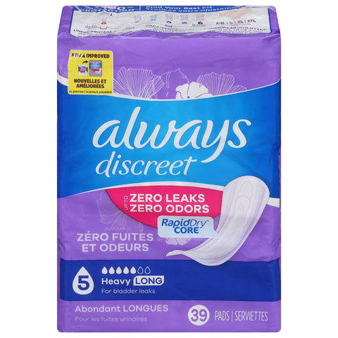 Always Discreet Long Heavy Pads 39 ea - 39 CT 3 Pack