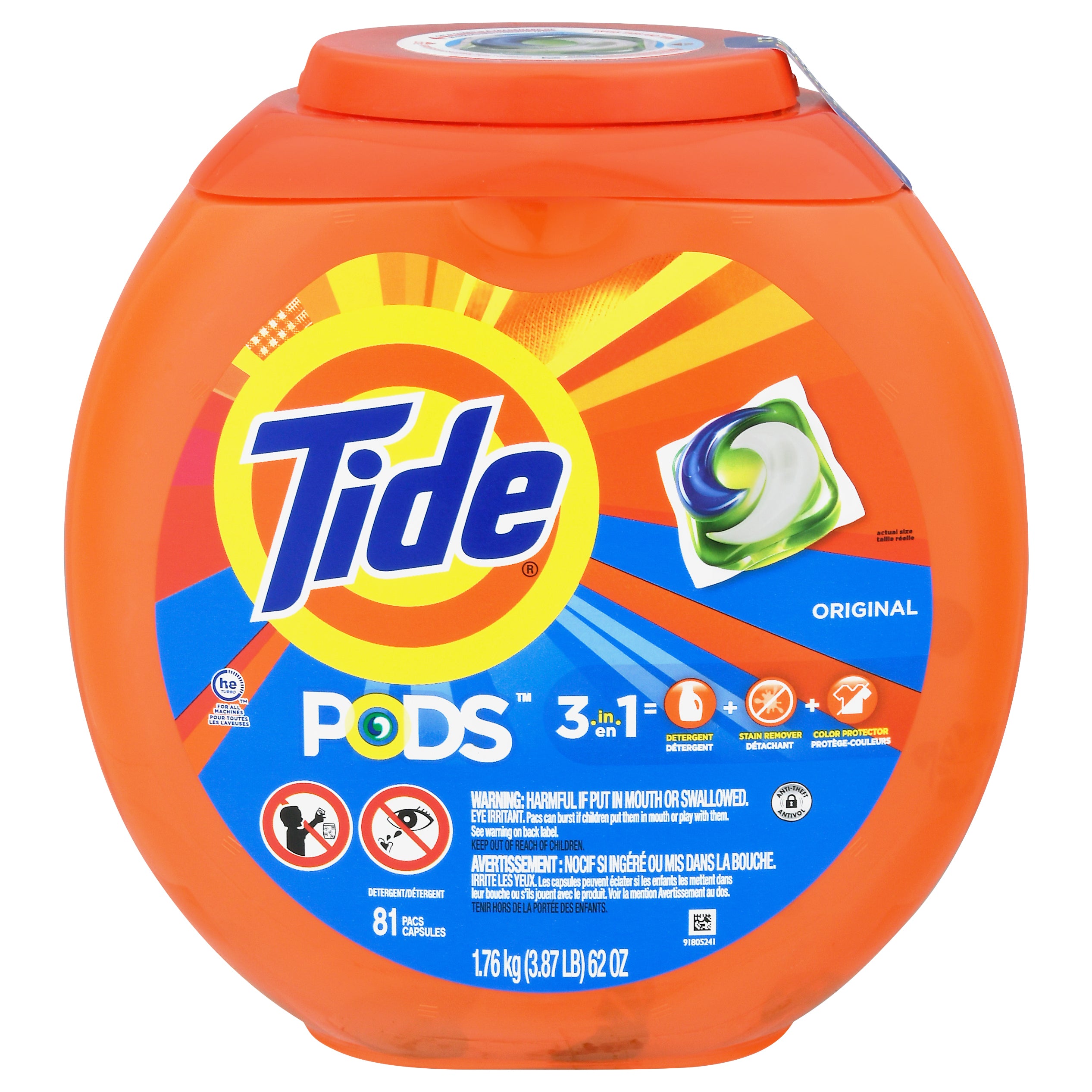 Tide Pod Shape Tide Original Pods 3-In-1 - 61 OZ 4 Pack – StockUpExpress